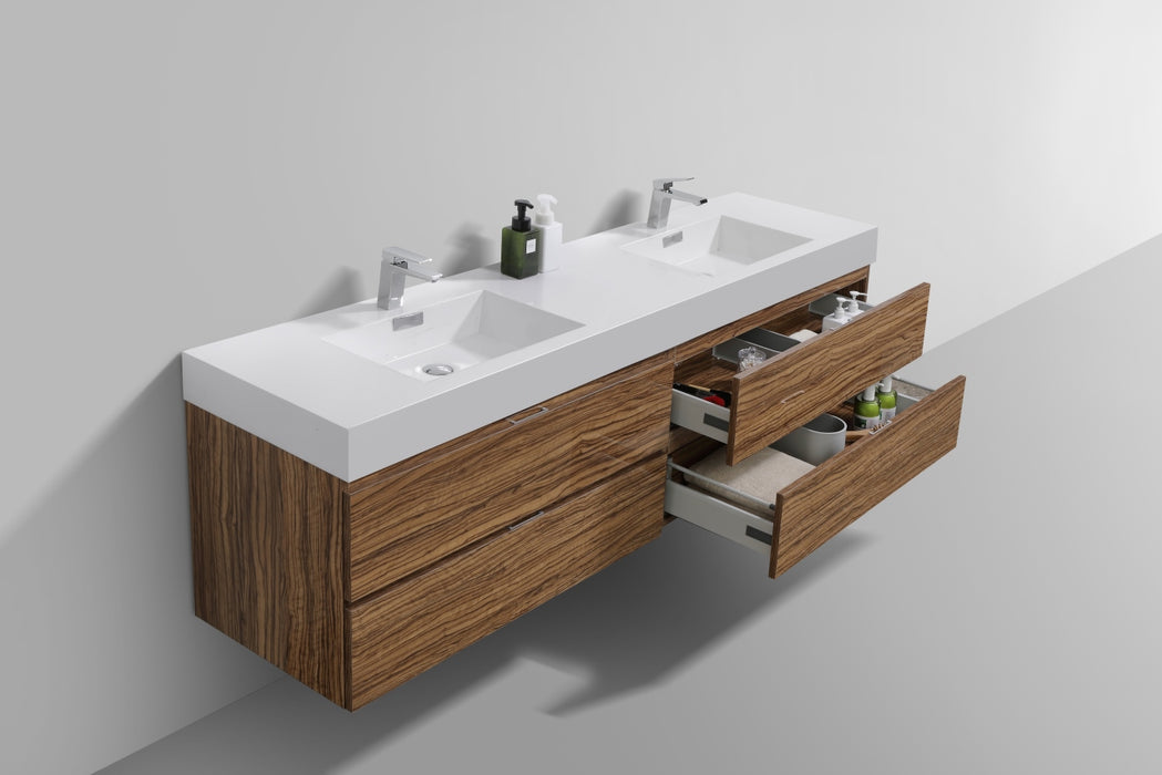 Bliss 72" Double Sink Wall Mount Modern Bathroom Vanity