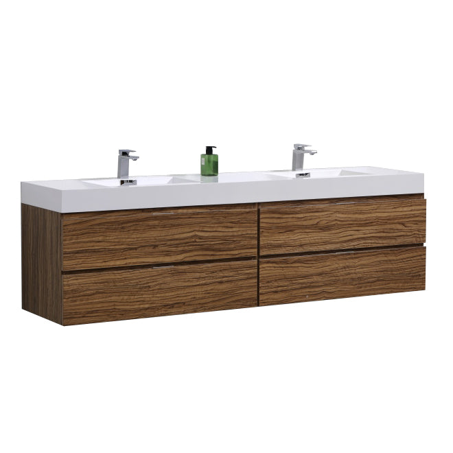 Bliss 72" Double Sink Wall Mount Modern Bathroom Vanity