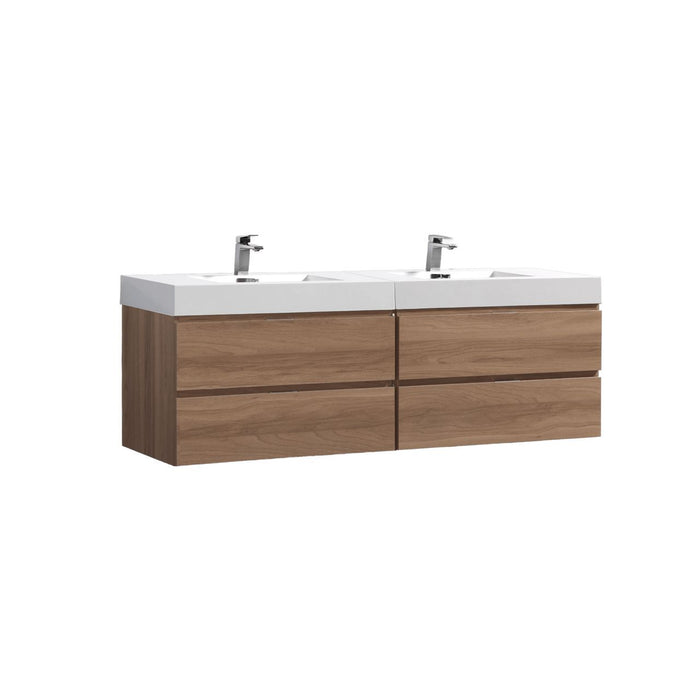 Bliss 72" Double Sink Wall Mount Modern Bathroom Vanity