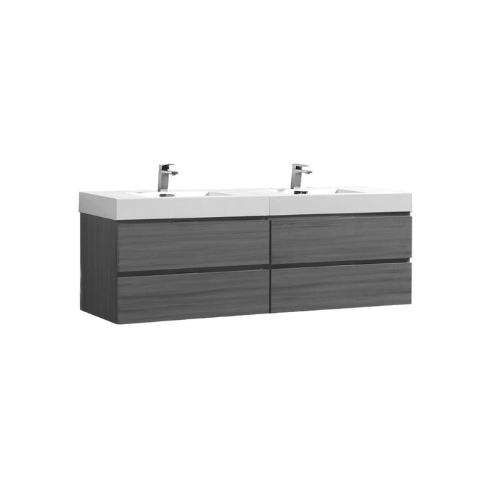 Bliss 72" Double Sink Wall Mount Modern Bathroom Vanity