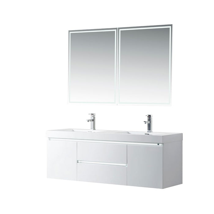 Riga 60" LED Lighted Wall-Mount Double Sink Bathroom Vanity