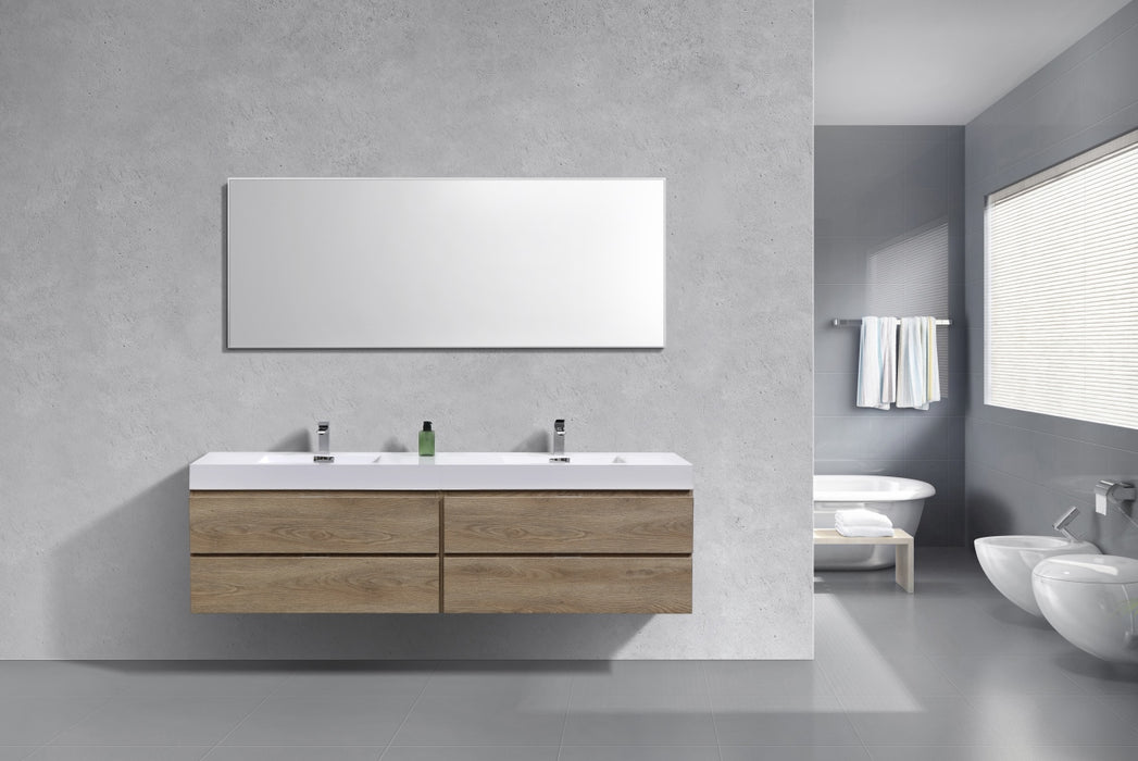 Bliss 72" Double Sink Wall Mount Modern Bathroom Vanity