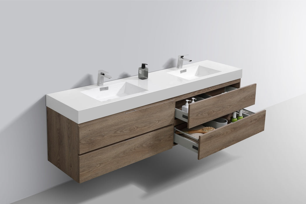 Bliss 72" Double Sink Wall Mount Modern Bathroom Vanity