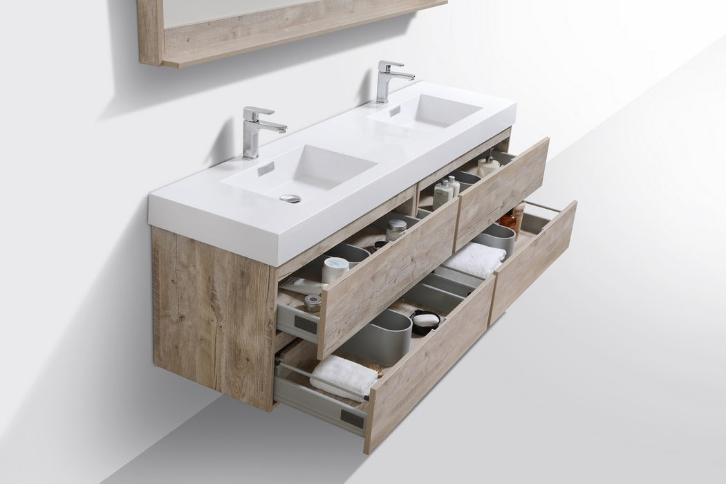 Bliss 72" Double Sink Wall Mount Modern Bathroom Vanity