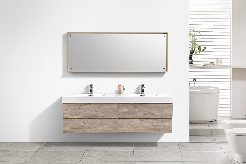 Bliss 72" Double Sink Wall Mount Modern Bathroom Vanity