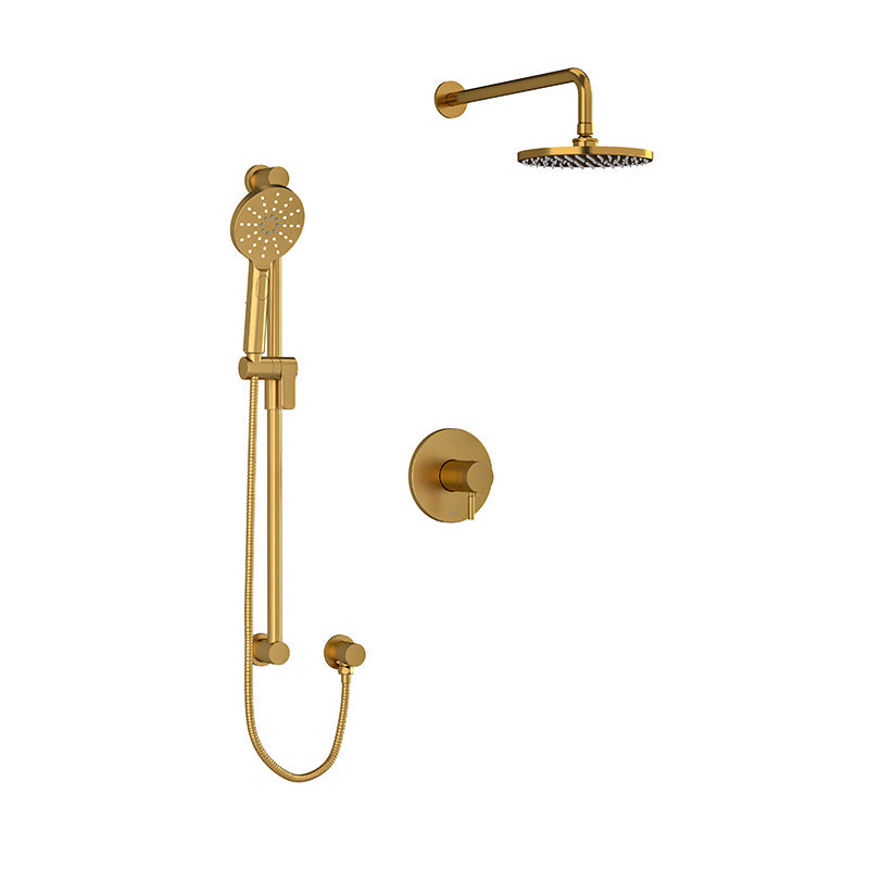 Gold Shower Faucet Polished Brass Marble Wall Mount Rain Shower