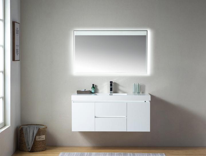 Riga 48" LED Lighted Single Sink Wall-Mount Bathroom Vanity