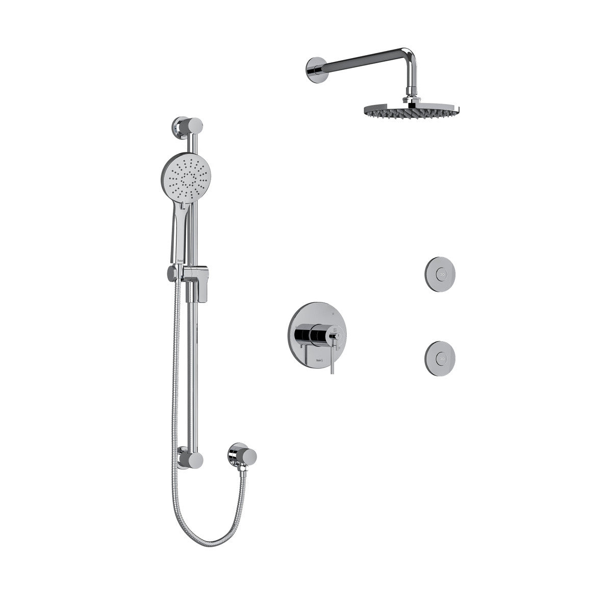 Riobel CS 3-Way System, Hand Shower Rail, Elbow Supply, Shower Head and 2 Body Jets